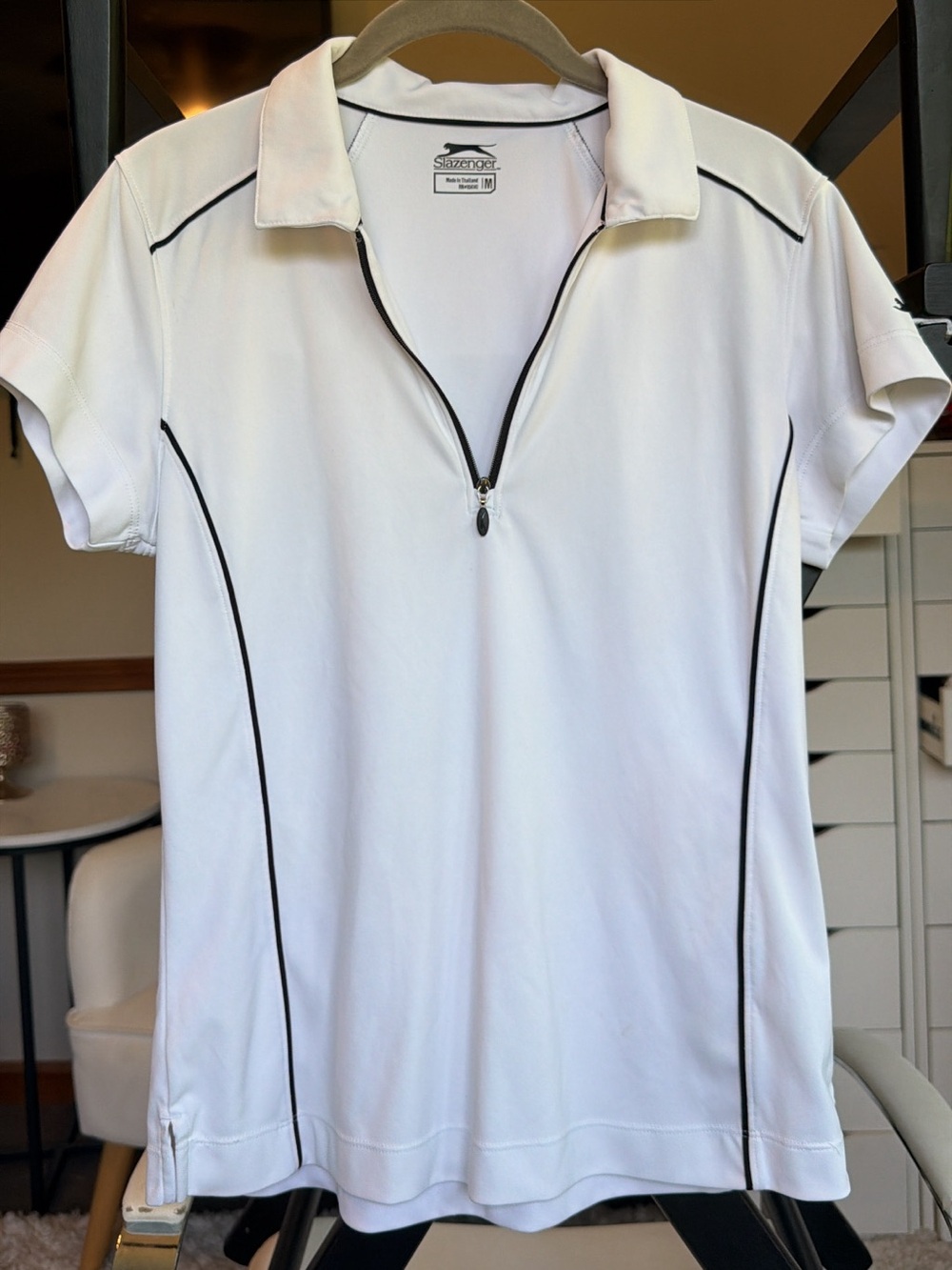 Slazenger black & white polo top